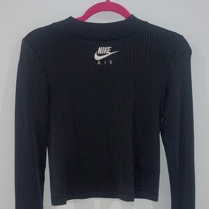 Nike Women's Black and White Striped Long Sleeve